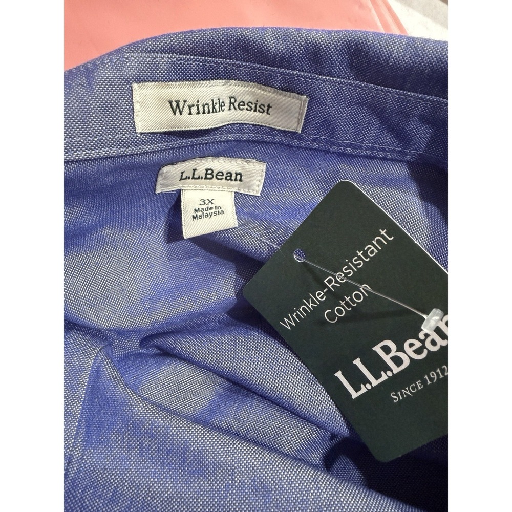LLBean Mens Wrinkle Resist Cotton Long Sleeve Button Down Shirt 3X Blue - Picture 4 of 5